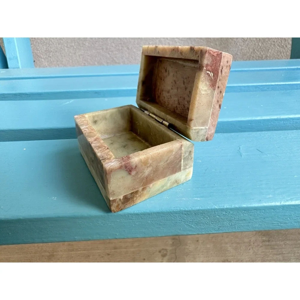 Vintage Soapstone Elephant Desk Set Pen Holder Memo Pad MCM‎ Office